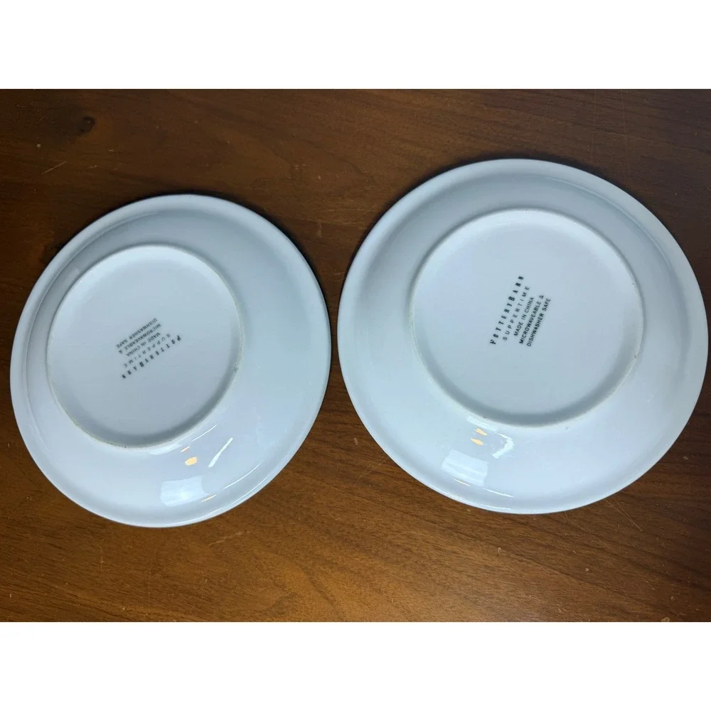 Pottery Barn Du Jour Plates White Suppertime Set of 2 Ceramic Minimalist - Picture 4 of 6